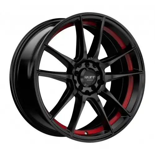 Ruff R364 SATIN BLACK W/ RED PIN 5x100/114.3 15R 7 73.1 40