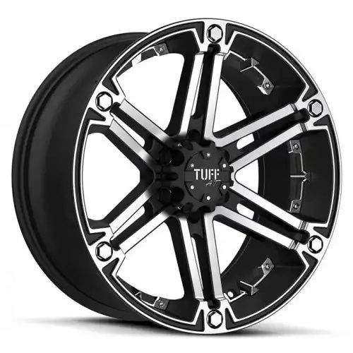 Tuff T01 FLAT BLACK W/ MACHINED FACE AND CHROME INSERTS 5x127 15R 8 78.1 -13
