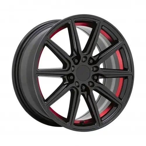 Ruff THROTTLE GLOSS BLACK W/ MACHINED RED INNER LIP 5x108/114.3 R 7.5 72.1 38