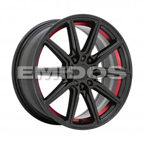Ruff THROTTLE GLOSS BLACK W/ MACHINED RED INNER LIP 5x108/114.3 R 7.5 72.1 38