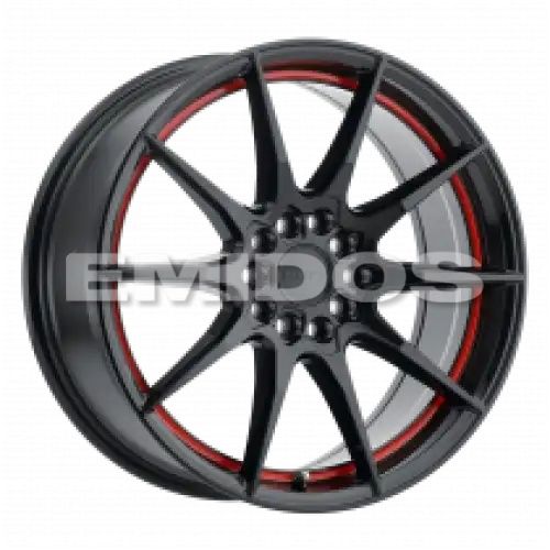Ruff SPEEDSTER GLOSS BLACK W/ RED STRIPE 5x100/114.3 17R 7.5 72.1 38