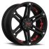 Tuff T01 FLAT BLACK W/ RED INSERTS 6x135 17R 8 87.1 20