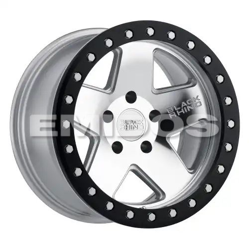 Black Rhino CRAWLER SILVER W/ MIRROR FACE & BLACK LIP RING 6x139.7 17R 8.5 112.1 BNK