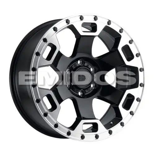 Black Rhino GAUNTLET GLOSS BLACK W/ MIRROR MACHINED RING 5x127 17R 8.5 71.5 -18