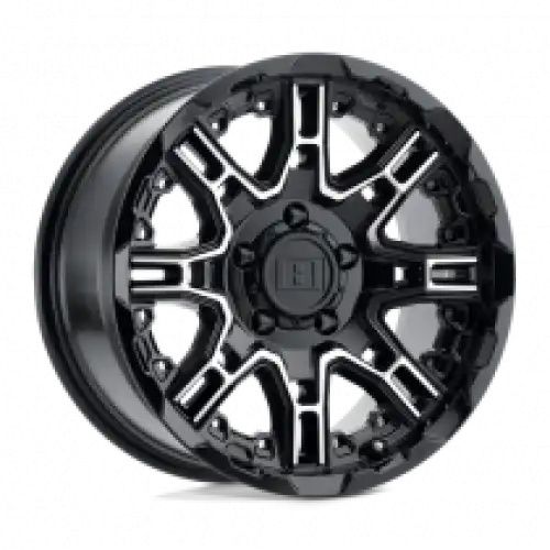 Level 8 SLINGSHOT GLOSS BLACK W/ MACHINED FACE 5x127 17R 8.5 71.5 10