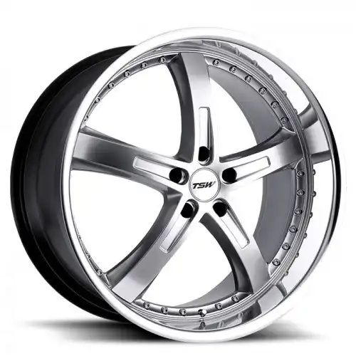 TSW JARAMA HYPER SILVER W/ MIRROR CUT LIP 5x100 18R 8 72.1 35