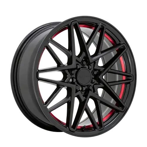 Ruff CLUTCH GLOSS BLACK W/ MACHINED RED INNER LIP 5x112/120 18R 8 76.1 38