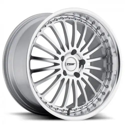 TSW SILVERSTONE SILVER W/ MIRROR CUT FACE & LIP 5x112 18R 8 72.1 45