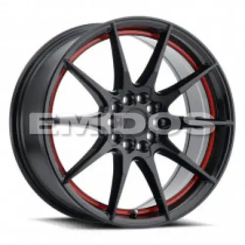 Ruff SPEEDSTER GLOSS BLACK W/ RED STRIPE 5x100/114.3 18R 8 72.1 38