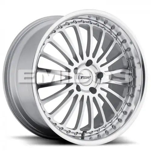TSW SILVERSTONE SILVER W/ MIRROR CUT FACE & LIP 5x120 19R 8 76.1 20