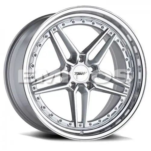 TSW ASCARI SILVER W/ MIRROR CUT FACE & LIP 5x120 R 10.5 76.1 40