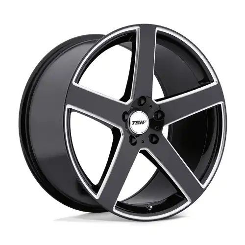 TSW RIVAGE GLOSS BLACK W/ MILLED SPOKE 5x112 20R 10 72.1 54