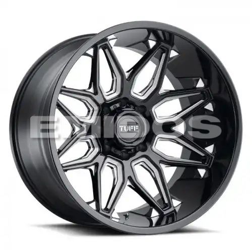 Tuff T3B GLOSS BLACK W/ MILLED SPOKES 6x139.7 20R 12 112.1 -45