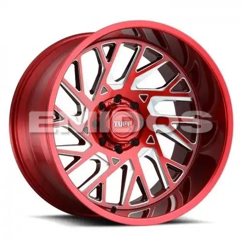 Tuff T4B CANDY RED W/ MILLED SPOKE 5x127 20R 12 71.5 -45