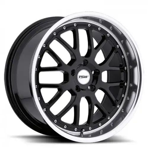TSW VALENCIA GLOSS BLACK W/ MIRROR CUT LIP 5x114.3 R 8.5 76.1 20