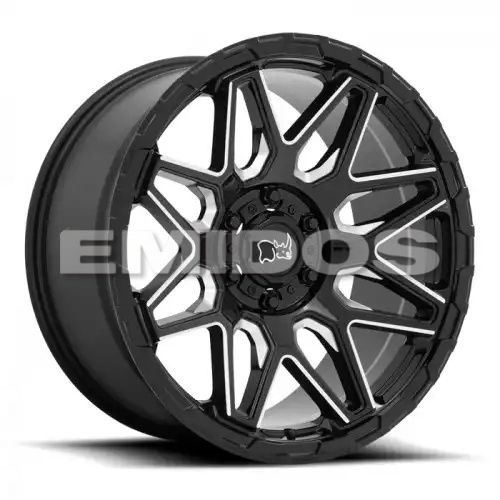 Black Rhino SHOCKWAVE GLOSS BLACK W/ MILLED SPOKES 5x150 20R 9.5 110.1 12