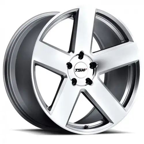 TSW BRISTOL SILVER W/ MIRROR CUT FACE 5x130 22R 10.5 71.5 56