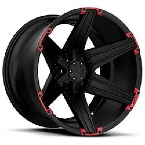 Tuff T12 SATIN BLACK W/ RED INSERTS 8x170 22R 10 130.81 -25