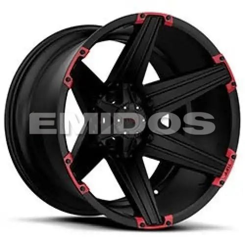 Tuff T12 SATIN BLACK W/ RED INSERTS 8x170 22R 10 130.81 -25
