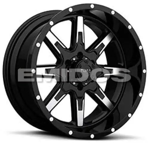 Tuff T15 GLOSS BLACK W/ MACHINED FACE 5x127 22R 10 78.1 -19