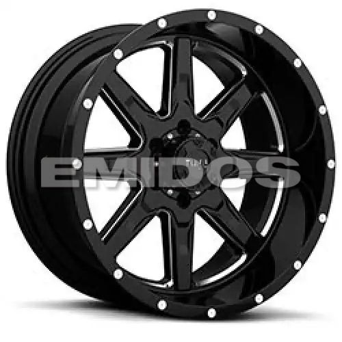 Tuff T15 GLOSS BLACK W/ MILLED SPOKES 5x139.7 22R 10 78.1 5