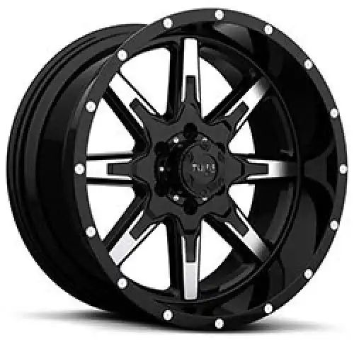 Tuff T15 GLOSS BLACK W/ MACHINED FACE 6x139.7 22R 10 106.1 5