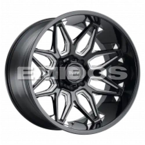 Tuff T3B GLOSS BLACK W/ MILLED SPOKES 5x127 22R 12 71.5 -45