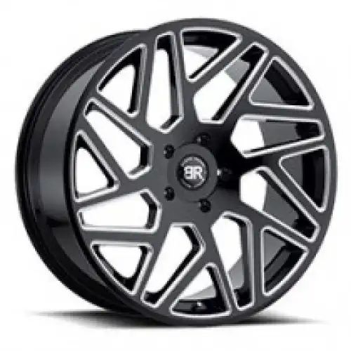 Black Rhino CYCLONE GLOSS BLACK W/ MILLED SPOKES 5x150 22R 9.5 110.1 25