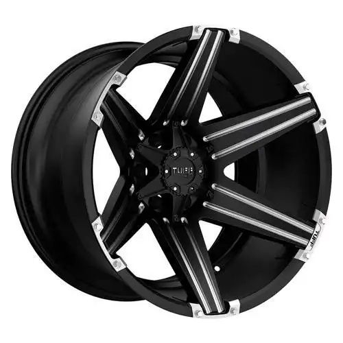Tuff T12 SATIN BLACK W/ MILLED SPOKES 5x114.3/127 24R 11 78.1 -45