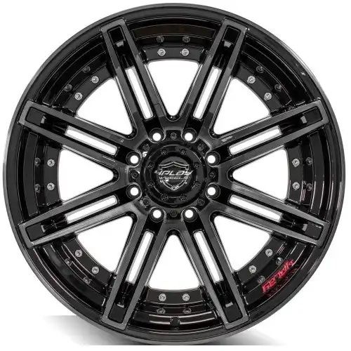 4PLAY Wheels 4P08 Gloss Black w/ Brushed Face & Tinted Clear 8x180 22R 10 124,1 -24