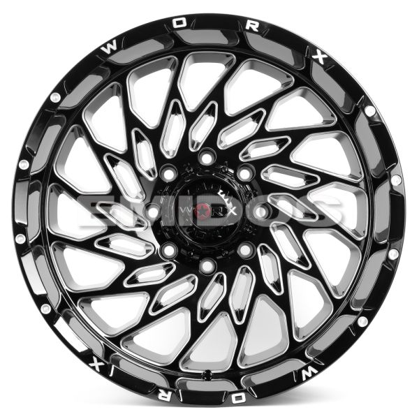 ЛИТЫЕ ДИСКИ 80102 WORX DS241-820BM-2228944 22 J12 ET-44 8X180 124.3 ЧЁРНЫЙ + ПОЛИРОВАННЫЙ СПИЦЫ