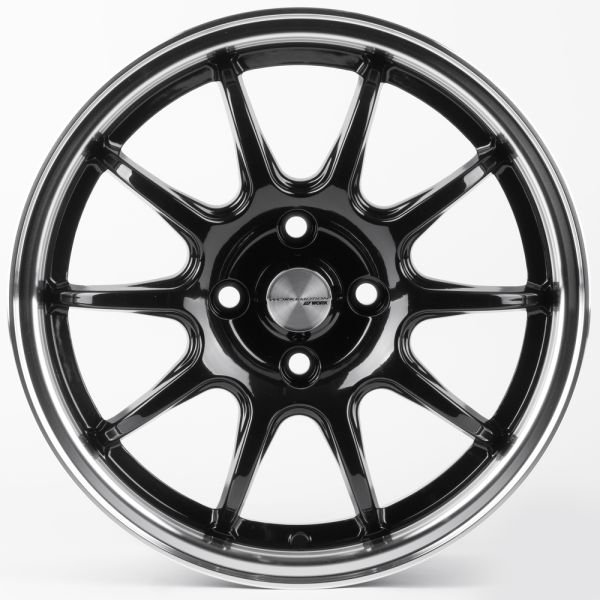 ЛИТЫЕ ДИСКИ 81429 WORK 12243-FG412 15 J6.5 ET35 4X100 73.1 ЧЁРНЫЙ ГЛЯНЦЕВЫЙ + ПОЛИРОВАННЫЙ ОБОД