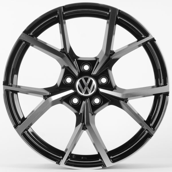 ЛИТЫЕ ДИСКИ 81732 VOLKSWAGEN FC3112-SM169 18 J8 ET35 5X112 57.1 ЧЁРНЫЙ + ПОЛИРОВАННЫЕ СПИЦЫ