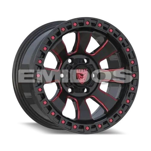 BEAST 9604 Red Gloss Black w/ Milled Spokes 6x139.7 17R 8.5 67,1 0