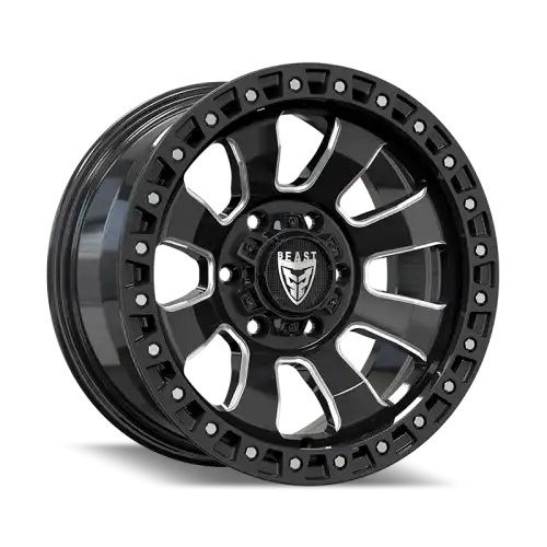 BEAST 9604 Gloss Black w/ Milled Spokes 5x150 17R 8.5 110 20