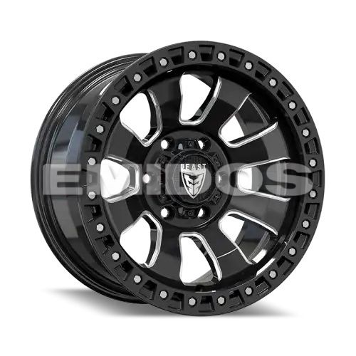 BEAST 9604 Gloss Black w/ Milled Spokes 5x150 17R 8.5 110 20