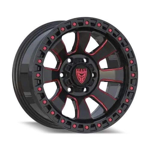 BEAST 9604 Red Gloss Black w/ Milled Spokes 6x139.7 17R 8.5 100,1 0