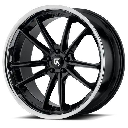 Asanti Black Label ABL-23 SIGMA GLOSS BLACK W/ CHROME LIP 5x120 20R 10.5 74.1 38