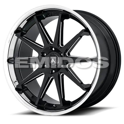 Asanti Black Label EMPEROR GLOSS BLACK MILLED W/ CHROME LIP 6x139.7 24R 10 100.5 30