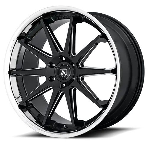 Asanti Black Label ABL-29 EMPEROR GLOSS BLACK MILLED W/ CHROME LIP 6x135 24R 10 87.1 30