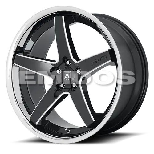 Asanti Black Label ABL31 REGAL GLOSS BLACK MILLED W/ CHROME LIP 5x115 22R 10.5 72.56 25