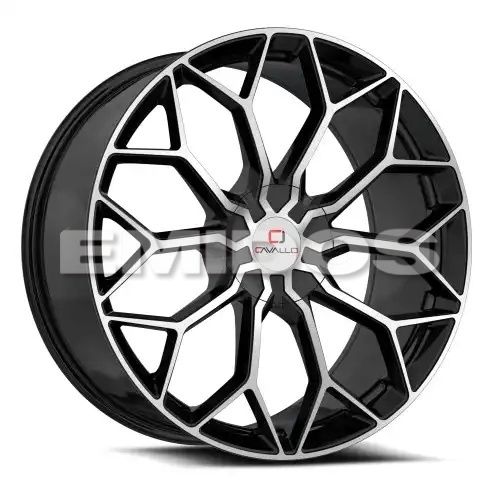 Cavallo CLV-44 Gloss Black & Machined 5x108/114.3 18R 8 74.1 35
