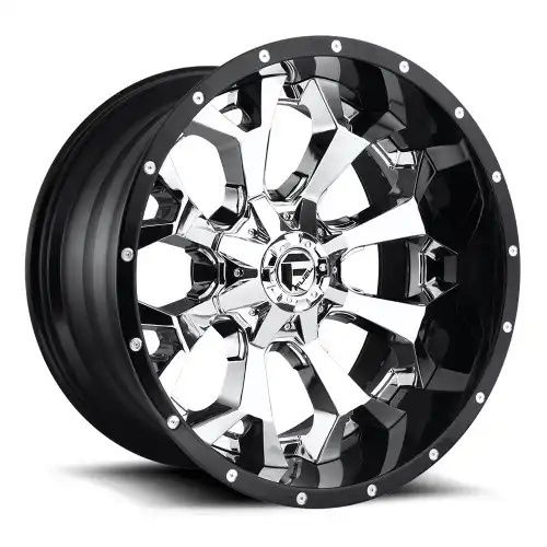 FUEL D246 ASSAULT CHROME PLATED GLOSS BLACK LIP 8x180 20R 10 124.2 -18