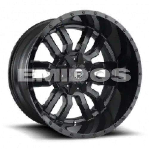 FUEL D596 SLEDGE MATTE BLACK GLOSS BLACK LIP 8x180 20R 10 124.2 -18