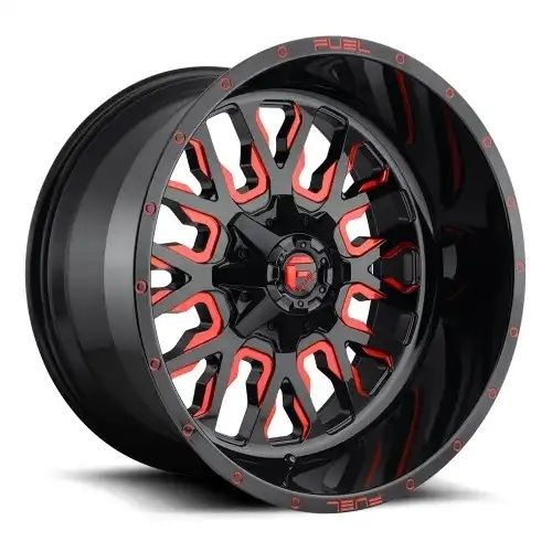 FUEL D612 STROKE GLOSS BLACK RED TINTED CLEAR 8x180 18R 9 124.2 1