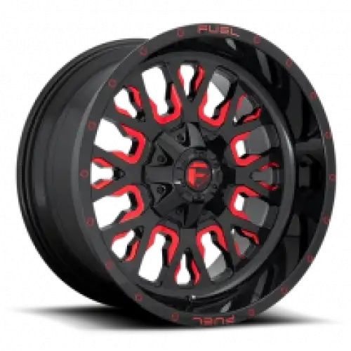 FUEL D612 STROKE GLOSS BLACK RED TINTED CLEAR 8x180 20R 10 124.2 -18