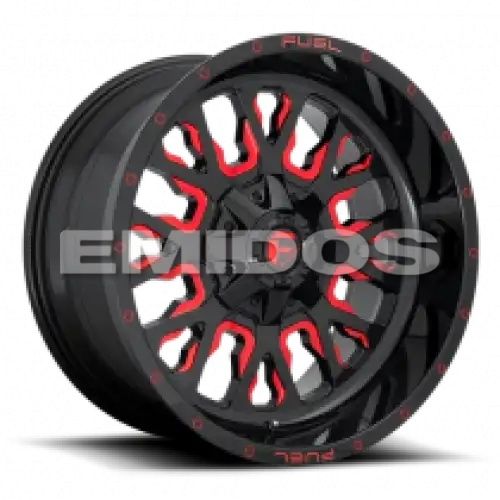 FUEL D612 STROKE GLOSS BLACK RED TINTED CLEAR 8x180 20R 10 124.2 -18