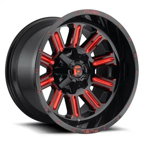 FUEL D621 HARDLINE GLOSS BLACK RED TINTED CLEAR 5x127/139.7 20R 9 87.1 20