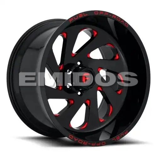 FUEL D638 VORTEX GLOSS BLACK RED TINTED CLEAR 5x127 22R 12 78.1 -44