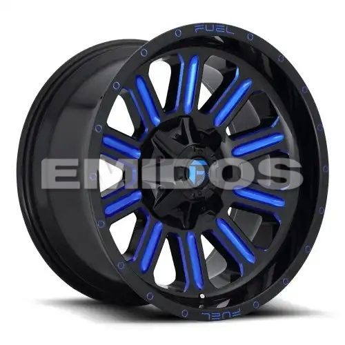 FUEL D646 HARDLINE GLOSS BLACK BLUE TINTED CLEAR 5x114.3/127 18R 9 78.1 1